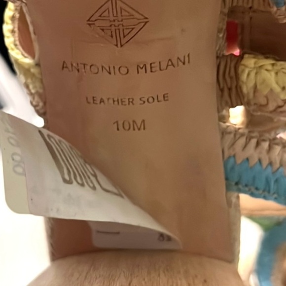 NWT,Antonio Melani Gwindolin Raffia T-Strap Dress Block Heeled Sandals Sz. 10 - Picture 3 of 10